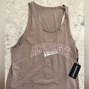 Alphalete Mens Stadium Raw Cut Tank in Sand